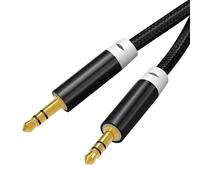 3.5mm to 3.5mm Aux Audio Cable, 3.3ft/1M Nylon Braided Stereo Jack Lead Cable for Headphone iPhone Ipod iPad Car Echo Dot Home Stereos Jack Male to Male Audio Wire for MP3 Players and More(Black)