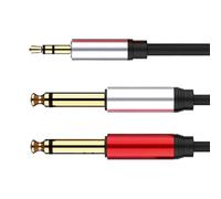 3.5mm To Two 6.35mm Adapter Cable - Built To Last 3.5mm Stereo To Two 6.35mm Mono Adapter Cable | Jacket Reducing Signal Interference 1.5m Length For Keyboard Players Studio Musicians Podcast