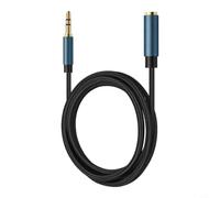 3.5mm TRRS Audio Extension Cable 0.5m, Nylon AUX Cord for smartphone Laptop | High-purity Copper Core, Sea-blue Metal Connector Shell, 360° Snap-in Contacts. Effectively Reduces Device Port Wear