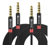 3.5mm TRRS Cable, Devinal 1/8" inch 4 Pole Auxiliary Cord, Aux Mini-Jack Stereo Nylon Braided Male to Male Cable 10 FT/ 3M (2 Pack)