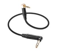 3.5mm TRS Stereo Right Angle Male to 6.35mm TRS Stereo Right Angle Male Audio Cable,0.3M/1FT Leather Textured Cord, Short TRS Stereo Patch Cable for Electric Guitar, Mixer, Amplifier, Speaker