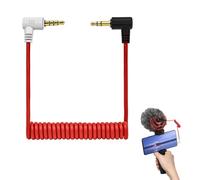 3.5mm TRS to TRRS Microphone Cable, TRS to TRRS Patch Cable, Coiled Microphone Cable, Male to Male, Right Angle Mic Cord Compatible with Rode SC7 VideoMic BOYA, Connects to iPhone Smartphones Tablets