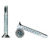 3.5mm x 16mm Self Drilling Countersunk Screws Steel Self Tapping Screws for Metal Sheets Roofing Windows (Pack of 100)