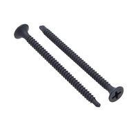 3.5mm x 25mm Self-Drilling Drywall Screw, Self Tapping Black Screws, Fine Thread, Phillips Bugle Head Black Phosphate Hardened Steel Screw for Plasterboard to Metal Studs Profile (pack of 50)