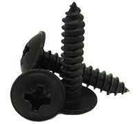 3.5mm x 6.5mm / No.6 x 1/4" Pozi Flanged Self Tappers Flange Tapping Screws Zinc Plated Black - 10 Pack
