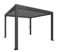 3.5mx3.5m Biohort Metal Pergola - Metallic Dark Grey with Metallic Silver Roof Louvres