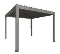 3.5mx3.5m Biohort Metal Pergola - Metallic Quartz Grey with Metallic Quartz Grey Roof Louvres