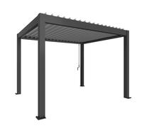 3.5mx3m Biohort Metal Pergola - Metallic Dark Grey with Metallic Silver Roof Louvres