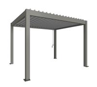 3.5mx3m Biohort Metal Pergola - Metallic Quartz Grey with Metallic Silver Roof Louvres