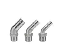 3/5PCS 1/8" 1/4" 3/8" 1" - 2" BSPT Male 6 8 10 12 15 20-50 Mm Hose Barb 45 Degree Elbow Connector 304 Stainless Pipe Fitting(2inch to 50mm,3PCS)
