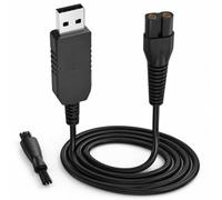 3.5V Shaver Charging Cable for Wahl Colour Pro Cordless Clipper 9649, USB for Wahl Colour Pro Hair Cutting Machine Replacement Accessory 2M Black Power Cord Replacement Cord with Cleaning Brush