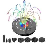 3.5W Solar Water Fountain Pump with 6 Nozzles & 7-Colour LED Lights | Outdoor Solar Pond Pump, 3m Cable, Auto Start for Garden, Birdbath, Pool
