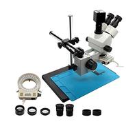 3.5X-90X Continuous Zoom Simul Focal Stereo Trinocular Microscope with 2.0MP VGA Camera LED Light Barlow Lens