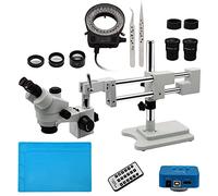 3.5X-90X Trinocular Stereo Zoom Microscope Double Arm Boom Stand Microscope Set for Phone PC Motherboard Soldering Repair (Color : 21MP H-DMI Camera)