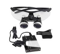 3.5X Surgical Binocular Loupes Optical Glass+5W LED Headlight 3.5X420mm Portable Dental Surgical Loupe For Professional Dentisit Powerfullight with Filter Clip-on Type + Aluminum Box (Silver)