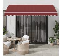 vidaXL Manual Retractable Awning Outdoor Privacy Screen Burgundy 350x250 cm