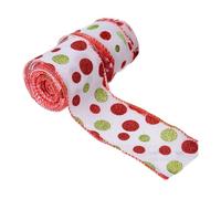 3. 5Yards Round Dot Burlap Craft Ribbon with Inlaid Wire for Christmas Tree Bows Packaging Christmas Ribbon with Wire