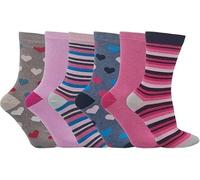 3/6/12 Pack Women Diabetic Non Elastic Socks, Loose Fitting Soft Cotton Rich Gentle Grip Wide Top Ladies Socks (UK, Numeric, 4, 8, Regular, Regular, 3, Design D)