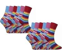 3/6/12 Pack Women Diabetic Non Elastic Socks, Loose Fitting Soft Cotton Rich Gentle Grip Wide Top Ladies Socks (UK, Numeric, 4, 8, Regular, Regular, 12, Rainbow)