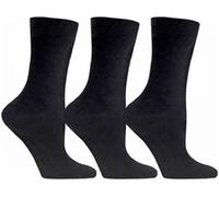 3/6/12 Pack Women Diabetic Non Elastic Socks, Loose Fitting Soft Cotton Rich Gentle Grip Wide Top Ladies Socks (UK, Numeric, 4, 8, Regular, Regular, 3, Black)