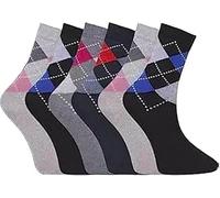 3/6/12 Pack Women Diabetic Non Elastic Socks, Loose Fitting Soft Cotton Rich Gentle Grip Wide Top Ladies Socks (UK, Numeric, 4, 8, Regular, Regular, 3, Design C)