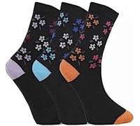 3/6/12 Pack Women Diabetic Non Elastic Socks, Loose Fitting Soft Cotton Rich Gentle Grip Wide Top Ladies Socks (UK, Numeric, 4, 8, Regular, Regular, 3, Pastel Floral)