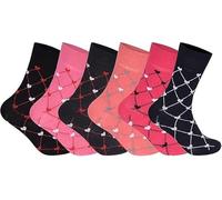 3/6/12 Pack Women Diabetic Non Elastic Socks, Loose Fitting Soft Cotton Rich Gentle Grip Wide Top Ladies Socks (UK, Numeric, 4, 8, Regular, Regular, 6, Design J)