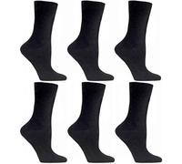 3/6/12 Pack Women Diabetic Non Elastic Socks, Loose Fitting Soft Cotton Rich Gentle Grip Wide Top Ladies Socks (UK, Numeric, 4, 8, Regular, Regular, 6, Black)