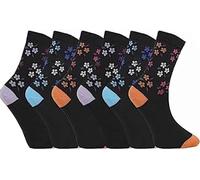 3/6/12 Pack Women Diabetic Non Elastic Socks, Loose Fitting Soft Cotton Rich Gentle Grip Wide Top Ladies Socks (UK, Numeric, 4, 8, Regular, Regular, 6, Pastel Floral)