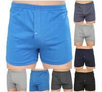 3/6/12 Packs Mens Boxers Shorts Plain Cotton Rich Boxers Shorts with Elastic Waistband, Super Soft & Durable Underwear Loose Fit Button Fly Trunks Hipster Pants For Adults, Assorted Color 1 - M