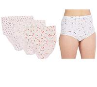 3/6/12 X Ladies Cotton Tunnel Elastic Floral Print Full Size Briefs in Size WMS to 6XOS (12, 3XOS 54''-56'' Hips)