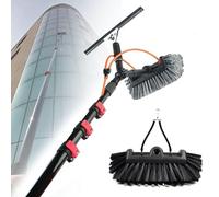 3.6-12m Washing Kit Water-fed Brush, Telescopic Water Fed Telescopic Brush, Window Cleaning Pole Photovoltaic Panel Cleaning Tool with Squeegee, for High Window,30FT/9M