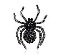 3.6 * 4.7cm Halloween retro spider studded diamond brooch, popular alloy brooch in Europe and America, creative and fashionable alloy clothing accessories (black)