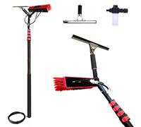 3.6-6M Telescopic Water Fed Cleaning Brush, Squeegee and Soap Dispenser,Window Cleaning Pole,Gutter Cleaning Brush Roofing,Solar Panels, Window, Trucks, Car (35cm Brush Head,6M)