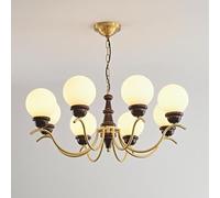 3/6/8-Light Glass Chandelier Vintage Semi Flush Mount Ceiling Light Fixture with Glass Globe White Pendant Llamp for Hallway Stairway Kitchen Retro Art French Decor Bedroom Farmhouse