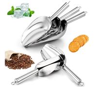 3/6/9/12/16 Ounce Stainless Steel Scoops. Multiple Sizes Metal Food Ice Scoop, Kitchen Utility Scoops Canister Scoop for Buffet, Jar Freezer, Candy, Ice Cube, Flour, Sugar, Coffee Bean (5 Pack)