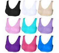 3 6 9 Pack Comfort Bra Women Girls Crop Top Seamless Sleep Yoga Bralette Stretch Bras Sports Vest Wireless Post Surgery Bra, 9 Pack, XXL