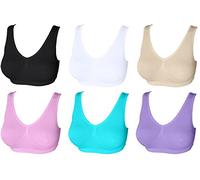 3 6 9 Pack Comfort Bra Women Girls Crop Top Seamless Sleep Yoga Bralette Stretch Bras Sports Vest Wireless Post Surgery Bra Wire Free, 6 Pack, L