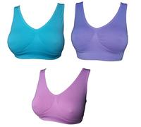3 6 9 Pack Comfort Bra Women Girls Crop Top Seamless Sleep Yoga Bralette Stretch Bras Sports Vest Wireless Post Surgery Bra Wire Free, 1 Turq Baby Pink Lilac,XXL