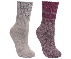 (3/6, Grape Wine/Oatmeal) Trespass Womens Anti Blister Walking Socks 2 Pack