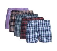 3&6 Men's Woven Boxers Shorts Plaid Striped Pattern Elastic Waistband Relaxed Fit Moisture Wicking Briefs, Button Fly Comfort Loose Fit Underwear (UK, Alpha, XXL, Regular, Regular, 6, Assorted Colour)