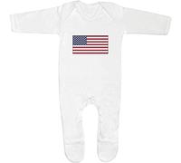 3-6 Month 'American Flag' Baby Romper Jumpsuit/Sleep Suit (SS00024770) White