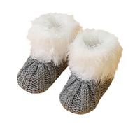 3-6 Months Newborn Unisex Baby Knit Booties Infant Boys Girls Cozy Booties Winter Slippers Socks Soft Sole Stay on Infant First Walker Crib Shoes Non Slip Winter Warm Boots #A1_Grey