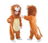 (3-6 Months) Toddler Dinosaur Costume Kids Cute Hooded One Piece Animal Costume - Male Lion