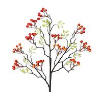 3/6 Pack Artificial Berry Stems 27.56 Inch Long Stem Faux Berries Plants with Green Leaves Christmas Holly Berry Picks for Christmas Tree DIY Wreath Crafts Vase Home Decor(6Pcs Red)