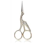 3.6" Stainless Steel Tip Classic Stork Scissors Crane Design Sewing Scissors DIY Tools Small Shear for Embroidery, Craft, Needle Work, Art Work Everyday Use Gold Scissors