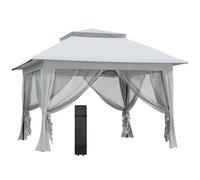 OUTSUNNY 3.6 x 3.6m Pop-up Tent Gazebo Instant Canopy Steel w/ Bag in Light Grey Outsunny Light Grey