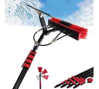3.6m/12ft Rod 35cm Brush Head Extendable solar panel brush Water Fed Telescopic Brush Window Cleaning Pole with Squeegee, Solar Panel Cleaning Equipment, Extendable Cleaner Conserv