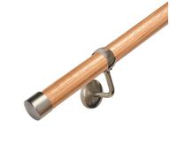 3.6m Banister Stair Handrail Kit - Oak Rail & Stainless Steel Brackets | Complete Banister Kit, FIRA Tested & BS 6180:2011 Complaint, 10 Year Warranty, Durable Construction, Easy Maintenance