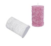 3/6PCS 3D Relief Butterfly Flower Cylinder Silicone Candle Mold DIY Wave Cherry Blossom Column Soap Resin Plaster for Home Decor(3pcs White01)